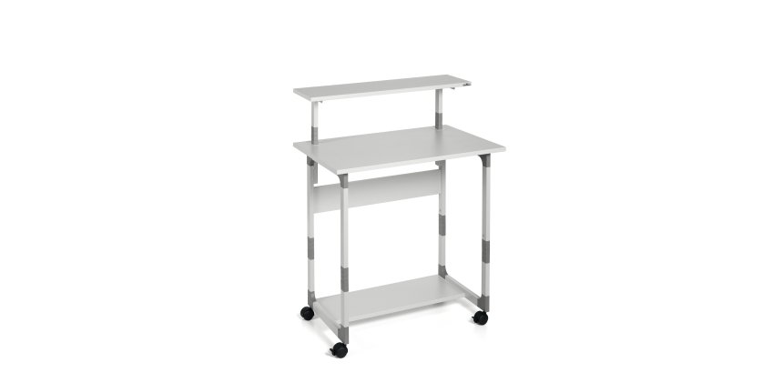 Pc Workstation System 80 VH - con ruote - 3 ripiani - 80 x 56,4 x 92/122 cm - grigio - Durable