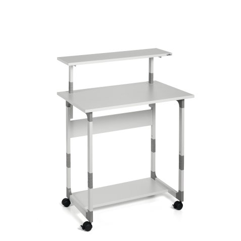 Pc Workstation System 80 VH - con ruote - 3 ripiani - 80 x 56,4 x 92/122 cm - grigio - Durable