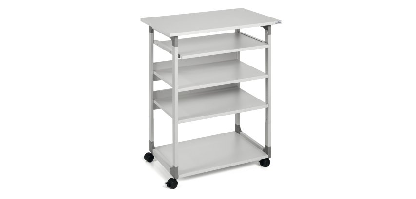 Pc Workstation System 75 VH - con ruote - 5 ripiani - 75 x 53,4 x 95/125 cm - grigio - Durable