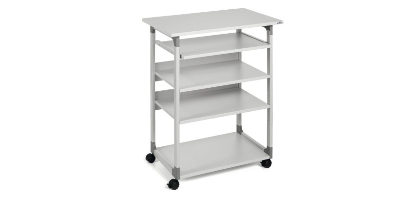 Pc Workstation System 75 VH - con ruote - 5 ripiani - 75 x 53,4 x 95/125 cm - grigio - Durable