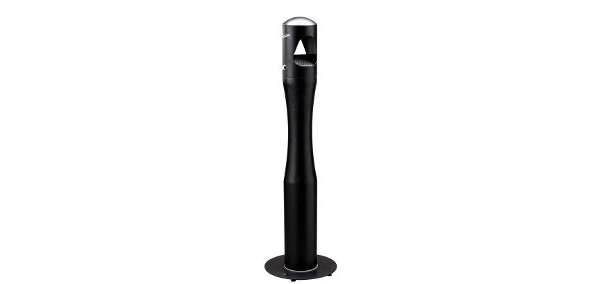 Posacenere da terra - a colonna - diametro 13 cm - H 101 cm - base 29 cm - inox nero - Medial