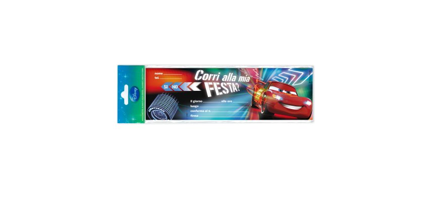 Blocchetto invito alla festa Cars 2 Disney - 24,8 x 7,5 cm - Rex Sadoch - conf. 10 inviti