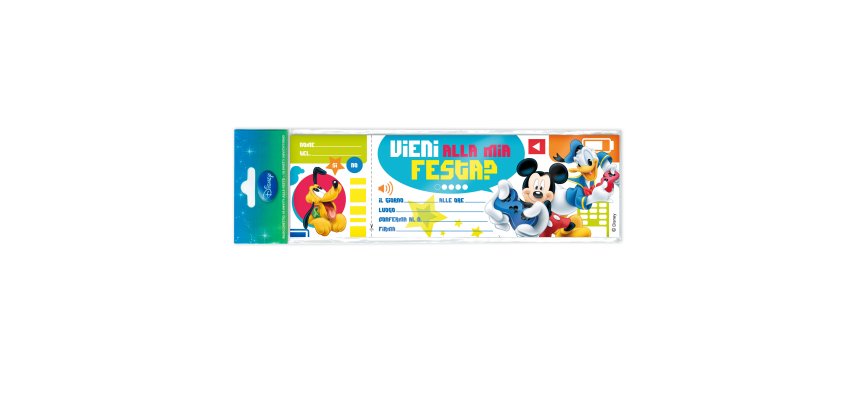 Blocchetto invito alla festa Mickey Disney - 24,8 x 7,5 cm - Rex Sadoch - conf. 10 inviti