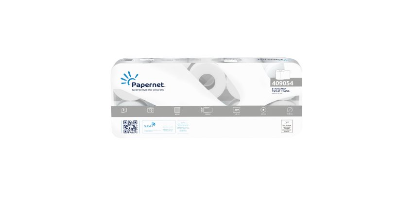 Carta igienica standard - 15,5 gr - diametro 11 cm - 9,5 cm x 21 mt - 190 strappi - Papernet - pacco 10 rotoli