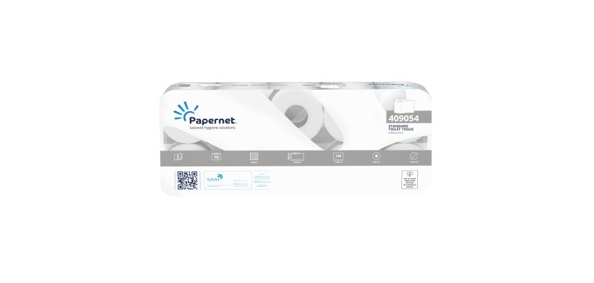 Carta igienica standard - 15,5 gr - diametro 11 cm - 9,5 cm x 21 mt - 190 strappi - Papernet - pacco 10 rotoli