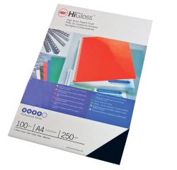 Copertine HiGloss per rilegatura - A4 - 250 gr - cartoncino lucido - nero - GBC - conf. 100 pezzi