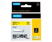 Nastro Rhino 18433 - 19 mm x 5,5 mt - poliestere permanente - nero/giallo - Dymo