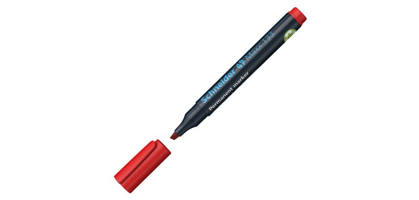 Marcatore permanente Maxx 133 - punta a scalpello -  tratto 1,00-4,00mm - rosso - Schneider