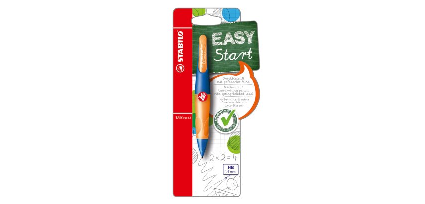 Portamine Easyergo - 1,4mm + 3 mine - per destromani - fusto arancio/blu - Stabilo