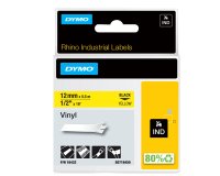 Nastro Rhino 18432 - 12 mm x 5,5 mt - vinile - permanente - nero/giallo - Dymo