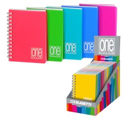 Miniquaderno One Color - A6 - forato - 1 rigo - 80 fogli - 80 gr -  spiralato - copertina PPL - Blasetti - expo 14 pezzi