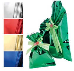 Busta regalo - senza patella adesiva - 20 x 35 cm - 30 micron - PPL - metal lucido - blu - PNP - conf. 50 pezzi