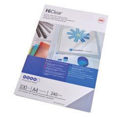 Copertine HiClear per rilegatura - A4 - 240 micron - trasparente - GBC - conf. 100 pezzi