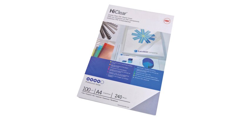 Copertine HiClear per rilegatura - A4 - 240 micron - trasparente - GBC - conf. 100 pezzi