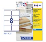 Etichette adesive J8565 - in poliestere - inkjet - rimovibili - 99,1 x 67,7 mm - 8 et/fg - 25 fogli - trasparente - Avery