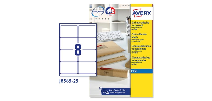 Avery Clear Address Label - Inkjet - J8565 Transparent