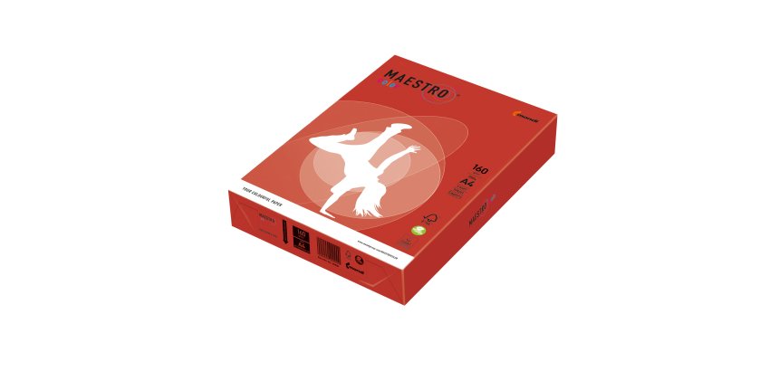 Carta Maestro Color - A4 - 160 gr - rosso forte CO44 - Mondi - conf. 250 fogli