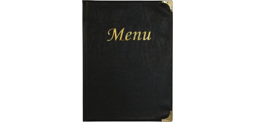 Portamenù Basic - A4 - 31,5 x 24 cm - PVC - nero - 4+2 buste fisse incluse - Securit