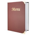 Portamenù Basic - A4 - 31,5 x 24 cm - PVC - bordeaux - 4+2 buste fisse incluse - Securit