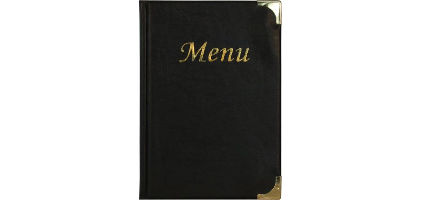 Portamenù Basic - A5 - 23,7 x 17,2cm - PVC - nero - 4+2 buste fisse incluse - Securit