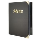 Portamenù Basic - A5 - 23,7 x 17,2cm - PVC - nero - 4+2 buste fisse incluse - Securit
