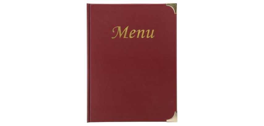 Portamenù Basic - A5 - 23,7 x 17 cm - PVC - bordeaux - 4+2 buste fisse incluse - Securit