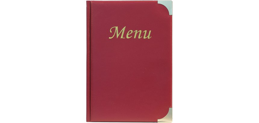 Portamenù Basic - A5 - 23,7 x 17 cm - PVC - bordeaux - 4+2 buste fisse incluse - Securit
