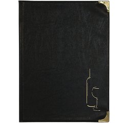 Carta dei vini Basic - A4 - 31,5 x 24 cm - PVC - nero - 4+2 buste fisse incluse - Securit