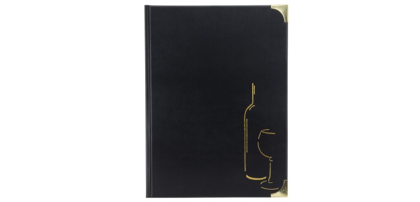 Carta dei vini Basic - A4 - 31,5 x 24 cm - PVC - nero - 4+2 buste fisse incluse - Securit