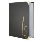 Carta dei vini Basic - A4 - 31,5 x 24 cm - PVC - nero - 4+2 buste fisse incluse - Securit