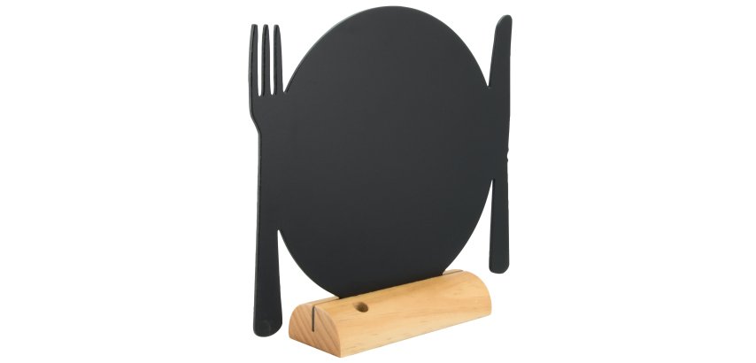 Lavagna da tavolo Silhouette - 24 x 25 cm - forma piatto - nero - Securit