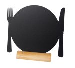 Lavagna da tavolo Silhouette - 24 x 25 cm - forma piatto - nero - Securit