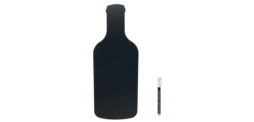 Lavagna da parete Silhouette - 49,5 x 19,5 cm - forma bottiglia - nero - Securit