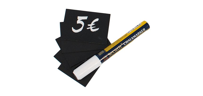 Targhette - 5,2 x 7,4 cm (A8) - nero - Securit - set 20 pezzi