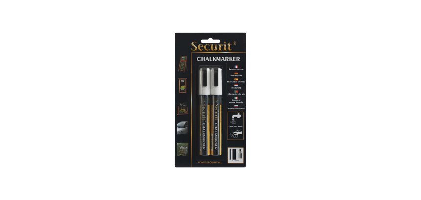 Marcatore a gesso liquido  - punta media da 2,00-6,00mm - bianco - Securit - conf. 2 pezzi