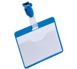 Portanome a tasca aperta - clip in plastica - 6 x 9 cm - blu - Durable - conf. 25 pezzi