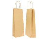 Portabottiglie BARBERA - maniglie cordino - 14 x 9 x 38 cm - carta biokraft - avana - Mainetti Bags - conf. 20 pezzi