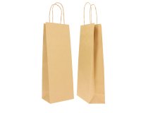 Portabottiglie BARBERA - maniglie cordino - 14 x 9 x 38 cm - carta biokraft - avana - Mainetti Bags - conf. 20 pezzi