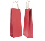 Portabottiglie BARBERA - maniglie cordino - 14 x 9 x 38 cm - carta biokraft - bordeaux - Mainetti Bags - conf. 20 pezzi