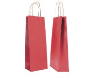 Portabottiglie BARBERA - maniglie cordino - 14 x 9 x 38 cm - carta biokraft - bordeaux - Mainetti Bags - conf. 20 pezzi