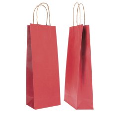 Portabottiglie BARBERA - maniglie cordino - 14 x 9 x 38 cm - carta biokraft - bordeaux - Mainetti Bags - conf. 20 pezzi