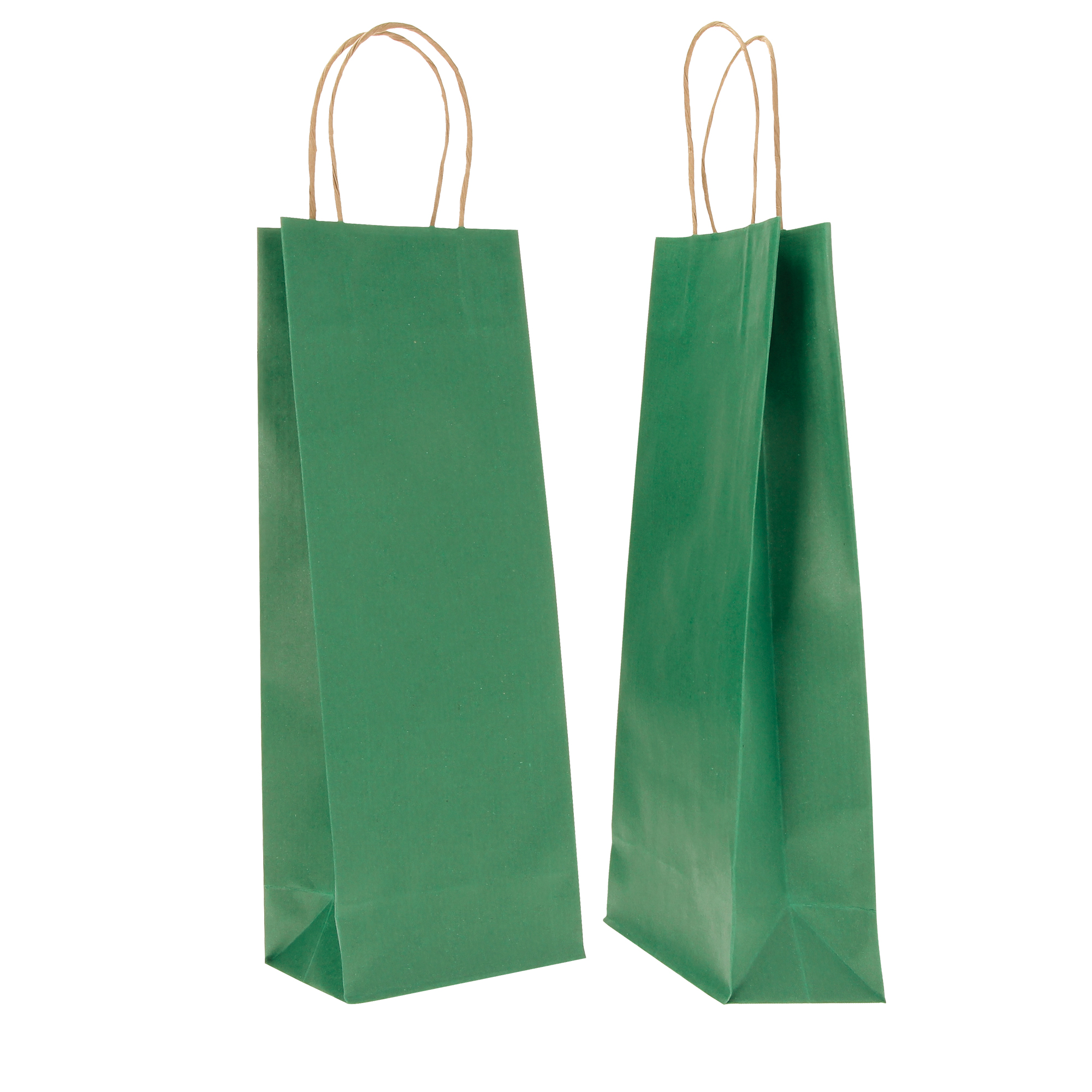 Portabottiglie BARBERA - maniglie cordino - 14 x 9 x 38 cm - carta biokraft  - verde - Mainetti Bags - conf. 20 pezzi su