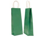 Portabottiglie BARBERA - maniglie cordino - 14 x 9 x 38 cm - carta biokraft - verde - Mainetti Bags - conf. 20 pezzi