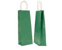 Portabottiglie BARBERA - maniglie cordino - 14 x 9 x 38 cm - carta biokraft - verde - Mainetti Bags - conf. 20 pezzi