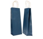 Portabottiglie BARBERA - maniglie cordino - 14 x 9 x 38 cm - carta biokraft - blu - Mainetti Bags - conf. 20 pezzi