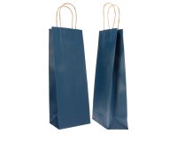 Portabottiglie BARBERA - maniglie cordino - 14 x 9 x 38 cm - carta biokraft - blu - Mainetti Bags - conf. 20 pezzi