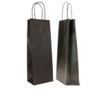 Portabottiglie BARBERA - maniglie cordino - 14 x 9 x 38 cm - carta biokraft - nero - Mainetti Bags - conf. 20 pezzi