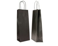 Portabottiglie BARBERA - maniglie cordino - 14 x 9 x 38 cm - carta biokraft - nero - Mainetti Bags - conf. 20 pezzi