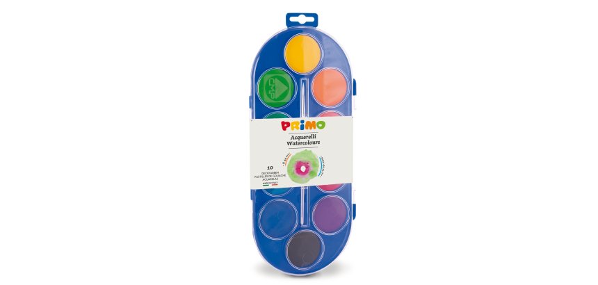 Pastiglie Acquerelli  - ø 44mm - colori assortiti - Primo - astuccio 10 pastiglie