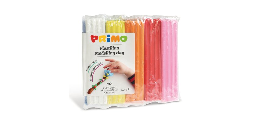 Panetto plastilina - 10 colori - 55gr - Primo